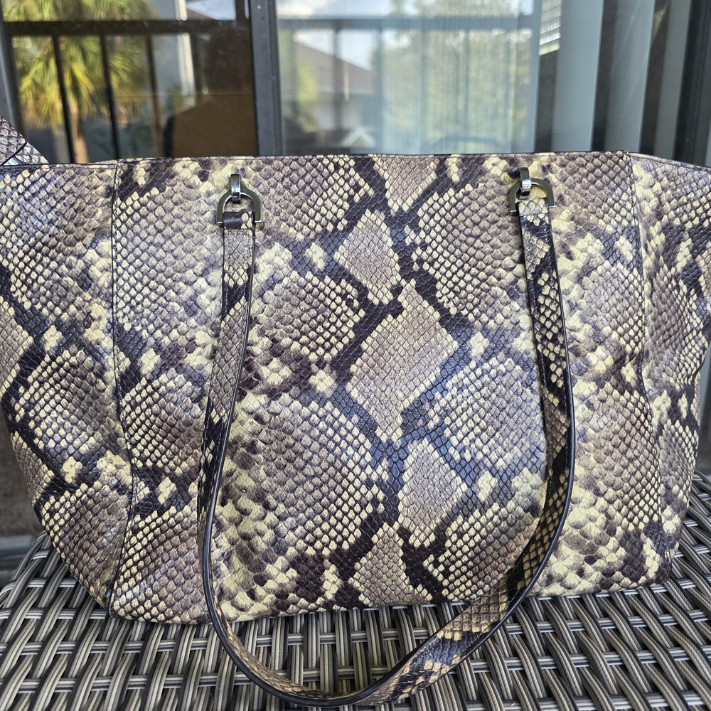 Michael Kors Python Pattern Tote - Tan And Black - image 5